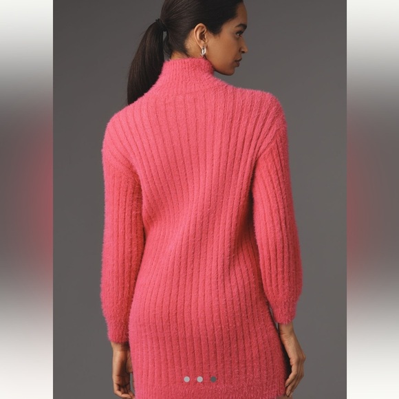 NWT new small Anthropologie flat white turtleneck sweater dress tunic pink - Picture 11 of 17